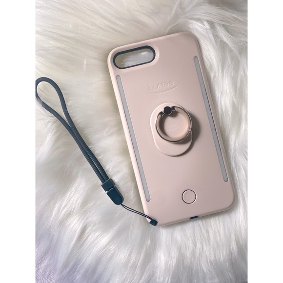 LuMee Duo Millennial Pink iPhone 8+/7+/6/6s+ Case & Millennial Pink LuMee Ring - Picture 1 of 2